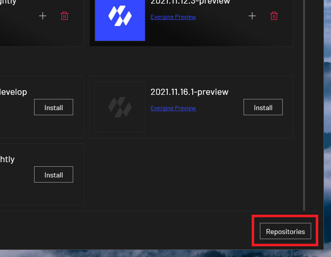 Repositories button