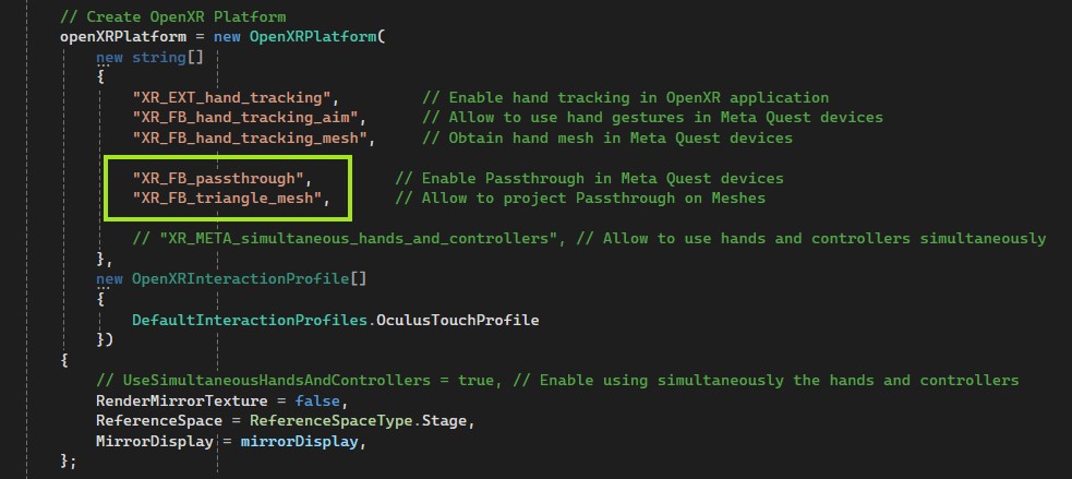 XR Passthrough Extensions