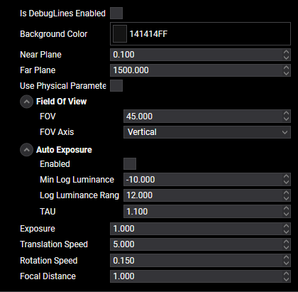 Editor Camera Dialog