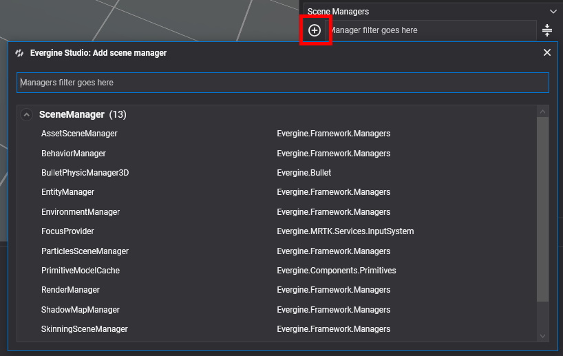 Scene update for managers