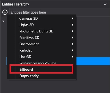 Create new billboard menu option