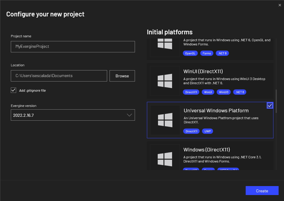 Create a new project