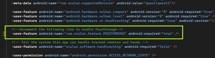 XR Passthrough Feature